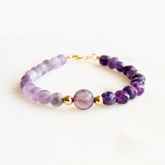 Two-Tone Amethyst Beaded Bracelet