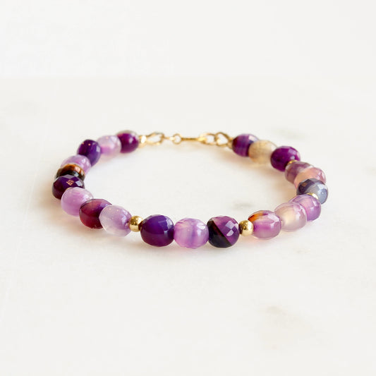 Purple Agate Beaded Bracelet